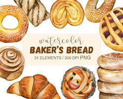 Watercolor Bread Clipart Png Watercolor Bakery Png Bread Etsy In 2021 Food Illustrations Food Bread Rolls