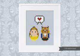 This free valentine cross stitch pattern and matching floss thread holders are a handy cute addition to your stash. Beauty And The Beast Belle And The Beast Mini People In Love Digital Cross Stitch Pattern