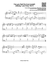 ライオン・キング - 愛を感じて(Can you feel the love tonight) (Original) 楽譜 by Sunny  Fingers Piano