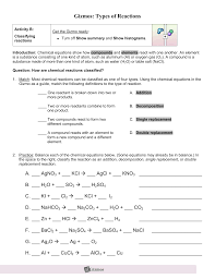If yes, use specific examples from model 1 to support your answer. Types Of Chemical Reactions Lab Worksheet Answers Pdf
