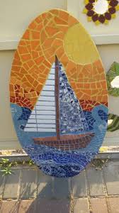 Sail On A Serfer Mosaic Art Mosaic Artwork Mosaic Tile Art