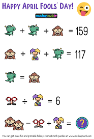 Solve these puzzles and win exciting prize. April Fools Day Math Puzzle For Grades 1 6 Mashup Math Maths Puzzles Kids Math Worksheets Math Challenge