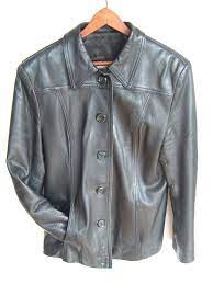 Vintage Vera Pelle Basic Nice Leather Button Down Jacket Black Lined Italy Basic Jackets Down Jacket Nice Leather