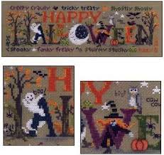 Halloween Happiness Witch Ghost Cross Stitch Chart