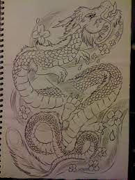 Dragon And Cherry Blossom By Tribalwolfie On Deviantart Dragon Tattoo With Flowers Dragon Tattoo With Cherry Blossom Chinese Dragon Tattoos
