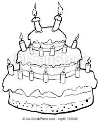 Find & download free graphic resources for birthday cake. Birthday Cake Drawing Birthday Cake Drawing Vector Horizontal Line Drawing Over White Isolated Canstock