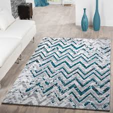 Preis ab 39,99 euro (20.06.2021). Teppich Linien Turkis Grau Teppichmax