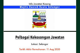 Jawatan kosong terkini (kerja kosong untuk b40, gaji bawah rm5,000). Info Jawatan Kosong Terkini Majlis Daerah Kuala Selangor Jawatan Kosong Terkini