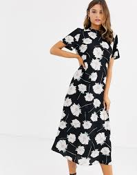 One of those people who if a friend who has been *.* the same old jacket or the same old dress suddenly appears in the.iend who has been. Warehouse Swing Dress With High Neck In Floral Print Asos Swing Dress Dresses Modest Outfits
