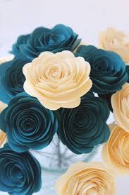 Create a palette find photos with this color. Dark Teal And Cream Paper Flower Bouquet Wedding Home Decor Bridal Gift Party Baby Shower Paper Flowers Wedding Paper Flower Bouquet Paper Flowers