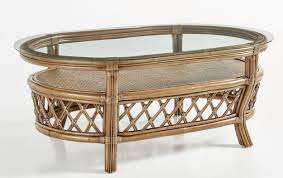 Klarysa wood and rattan coffee table item: Destin Rattan Coffee Table With Glass Top