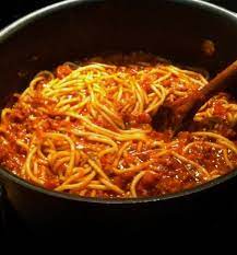 Homemade Spaghetti This Recipe Has Raised A Lot Of Money Over The Years It S Always The One They Wanted For Spaghetti Supper Recipes Food Homemade Spaghetti