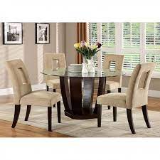 West Palm I Espresso 5pcs Glass Top