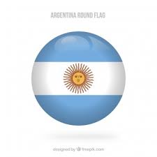 Bandera de la patria, celeste y blanca, símbolo de la unión y la fuerza con q. Premium Vector Round Argentina Flag Background