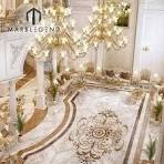Design de piso de mármore para lobby com flores - medalhões ...