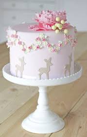Cake With Peony Topper Flower Wreath And Bambi By Petite Homemade Baby Kuchen Madchen Kuchen Partykuchen