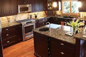 2 kitchen backsplash ideas on how to match backsplash with granite. Brown Kitchen Cabinets And Countertops Novocom Top