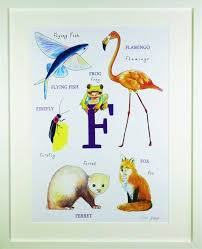 Animal Alphabet Letter F Print Animal Pictures Baby Gift Etsy Animal Alphabet Letters Animal Alphabet Lettering Alphabet