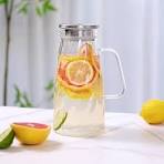 Vzaahu Glass Pitcher with Lid and Handle - Iced Water Carafe - [57 oz,1.7  L] Lead-free Borosilicate Glass Beverage Jug - Sun Tea Pot Lemonade Milk ...