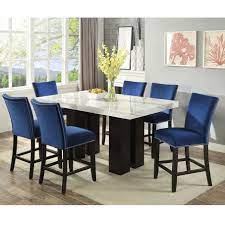 Beauty counter height dining table set. Steve Silver Camila 7 Piece Counter Height Dining Set With Marble Table Top Standard Furniture Pub Table And Stool Sets