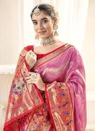Pink Banarasi saree