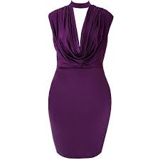 Plus Size Cowl Neck Choker Dress Deep Plum 30 Liked On Polyvore Featuring Dresses Short Plus Size Mini Dresses Choker Dress Plus Size Going Out Dresses