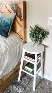 Narrow Side Table Made From Barstool Could Be Used In A Small Bedroom As A Narrow Nightstand Or In Side Tables Bedroom Attic Bedroom Decor Narrow Bedside Table