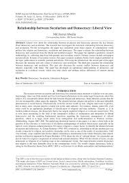 Pdf Relationship Between Secularism And Democracy Liberal View