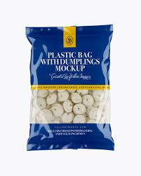 Clear Plastic Bag With Dumplings Glossy Finish Packaging Mockups Packaging Psd Mockups