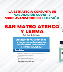 Ahora mismo se están administrando las vacunas de pfizer/biontech, la de moderna/lonza, la a medida que aumente la disponibilidad de las vacunas, se irán anunciando los grupos de población se ha iniciado la campaña de vacunación para las personas de entre 40 y 49 años con las vacunas. Gobierno Del Estado De Mexico On Twitter La Estrategiadevacunacion Avanza En El Edomex Del 2 Al 4 De Junio Estaremos Aplicando La Primera Dosis De La Vacuna A Adultos De 40 A