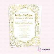 Golden Wedding Anniversary Invitation Template Printable Inv Golden Anniversary Invitations 50th Anniversary Invitations 50th Wedding Anniversary Invitations