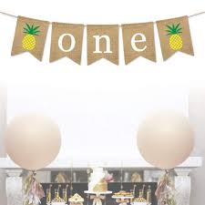 You'll find lots of pineapples and palm leaves in this tropical theme, which we adore. Burlap One Banner Hawaiian Theme Pineapple Bunting Pull Flag Birthday Party Decoration Supplies Baby Girl Boy First Birthday Party Decoration Sports Collectibles Sports Outdoors Urbytus Com