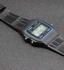 The f91 fits under shirts easily and doesn't catch on the cuff. Matte Black Croco Casio F 91w Watch Striiiipes