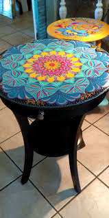 Bohemian Design Mandala Hand Painted Table Furniture By Artist Debbie Criswell Custom Orders Available Hand Painted Table Painted Table Painted Furniture