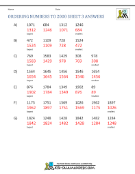 Table of contents first grade math missing numbers: Ordering 4 Digit Numbers Worksheets 3rd Grade