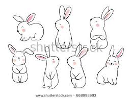 Draw Vector Illustration Set Character Design Of Cute Rabbit Doodle Style Rabbit Illustration Bunny Drawing Character Design