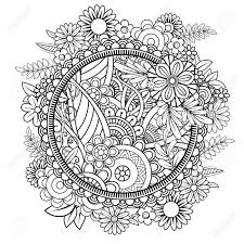 Adult flowers coloring pages for kids and for adults. Adult Coloring Page With Flowers Pattern Black And White Doodle Royalty Free Cliparts Vectors And Stock Illustration Image 105448785
