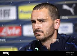 Leonardo Bonucci of Juventus during the press conference before the UEFA  Champions League match between Juventus and Manchester United at the  Juventus Stadium, Turin, Italy