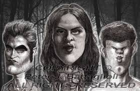 Twilight Bella Edward Jacob Caricature Art Print Limited Edition