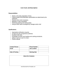 Line Cook Job Description Template Assistant Jobs Job Description Template Job Description