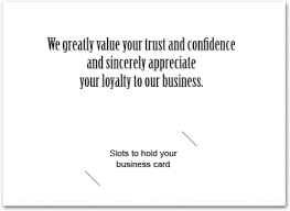 Business greeting cards featuring five different birthday cards. Thank You Cards With Slots For Business Business Greeting Cards