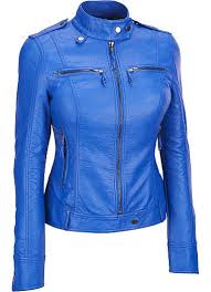 Women Blue Leather Jacket Women Biker Leather Jack Blue Leather Jacket Leather Jackets Women Real Leather Jacket