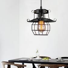 Use needle nose pliers to curve one end of the exposed and twisted hi jessica, which part of the lamp are you attaching to the ceiling hook? Black Wire Cage Hanging Ceiling Light Industrial Farmhouse Metal 1 Light Mini Pendant Lamp With Plug In Cord Beautifulhalo Com