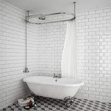 Chatsworth 1500 X 700mm Oval Shower Curtain Rail With 200mm Rose Exposed Shower Valve Victorian Plumbing Uk Shower Valve Shower Curtain Shower