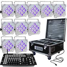 Led Battery Powered Wireless Dmx 16 Hour 10 Lights W Case 9x6w Rgbaw Uv W Easy Controller Wedding Up Lights