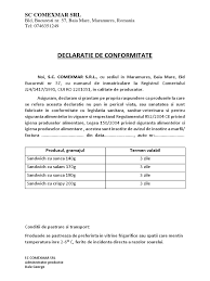 Instrucţiune privind circulaţia proiectelor de acte legislative în parlament. Declaratie De Conformitate