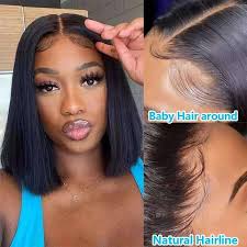 Short Bob Bone Straight 13x4 HD Transparent Lace Front Wig 200% Densit Pre  Plucked Brazilian Natural Wigs For Black Women From 33,1 €
