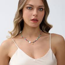 collar cadena mujer joyería concha colores