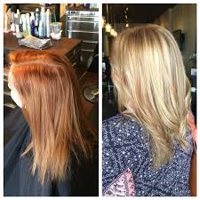 From Red To Blonde In One Process Red Blonde Hair Red To Blonde Hair Lift