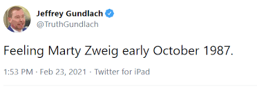 Stock valuations are hovering around record highs. Jeffrey Gundlach Tweets Referring To Famous 19870 Stock Market Crash Prediction